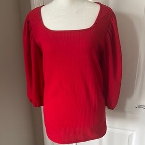 Red Square Neck Top
